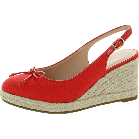 NWT KATE SPADE NEW YORK Panama Nights Round Toe Wedge Heel Slingback Coral 8